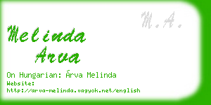 melinda arva business card